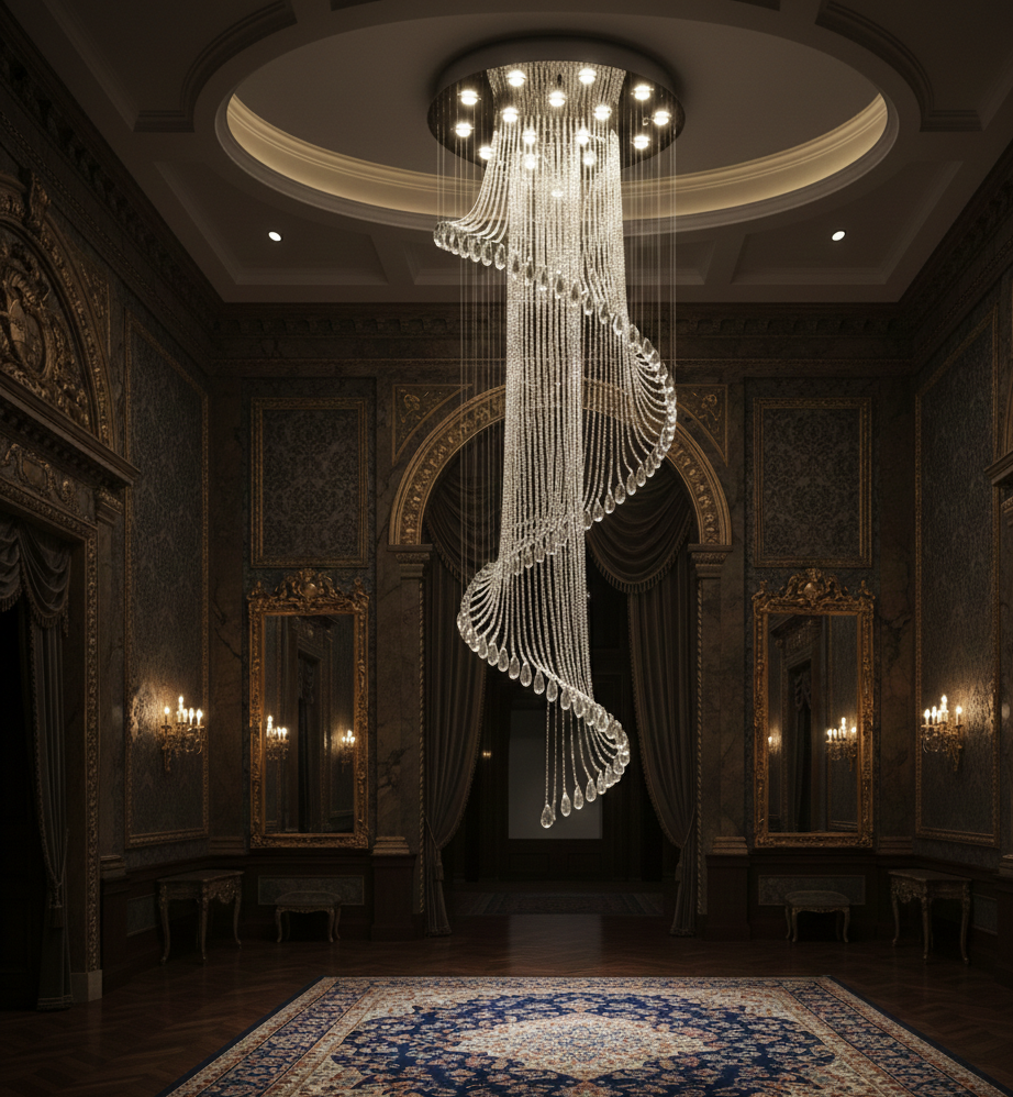 Luxury S Shaped Double Height Staircase Chandelier