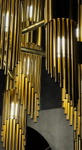 Art Deco Gold Spike Chandelier