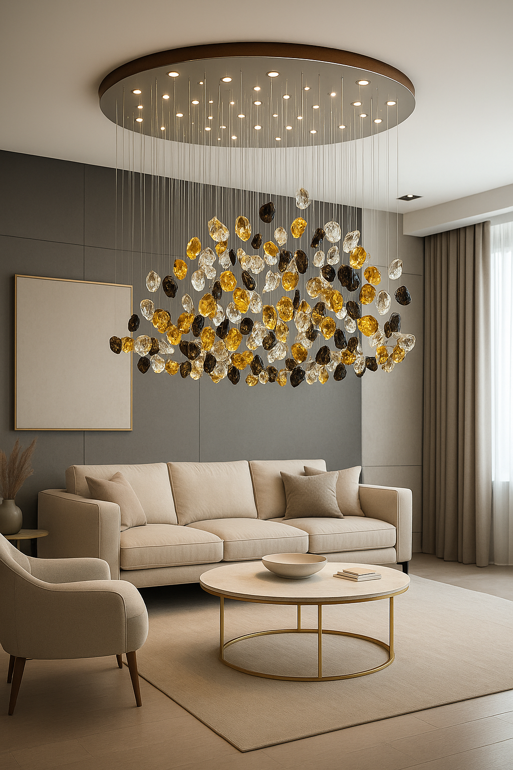 Marvelous Marble Stone Crystal Chandelier