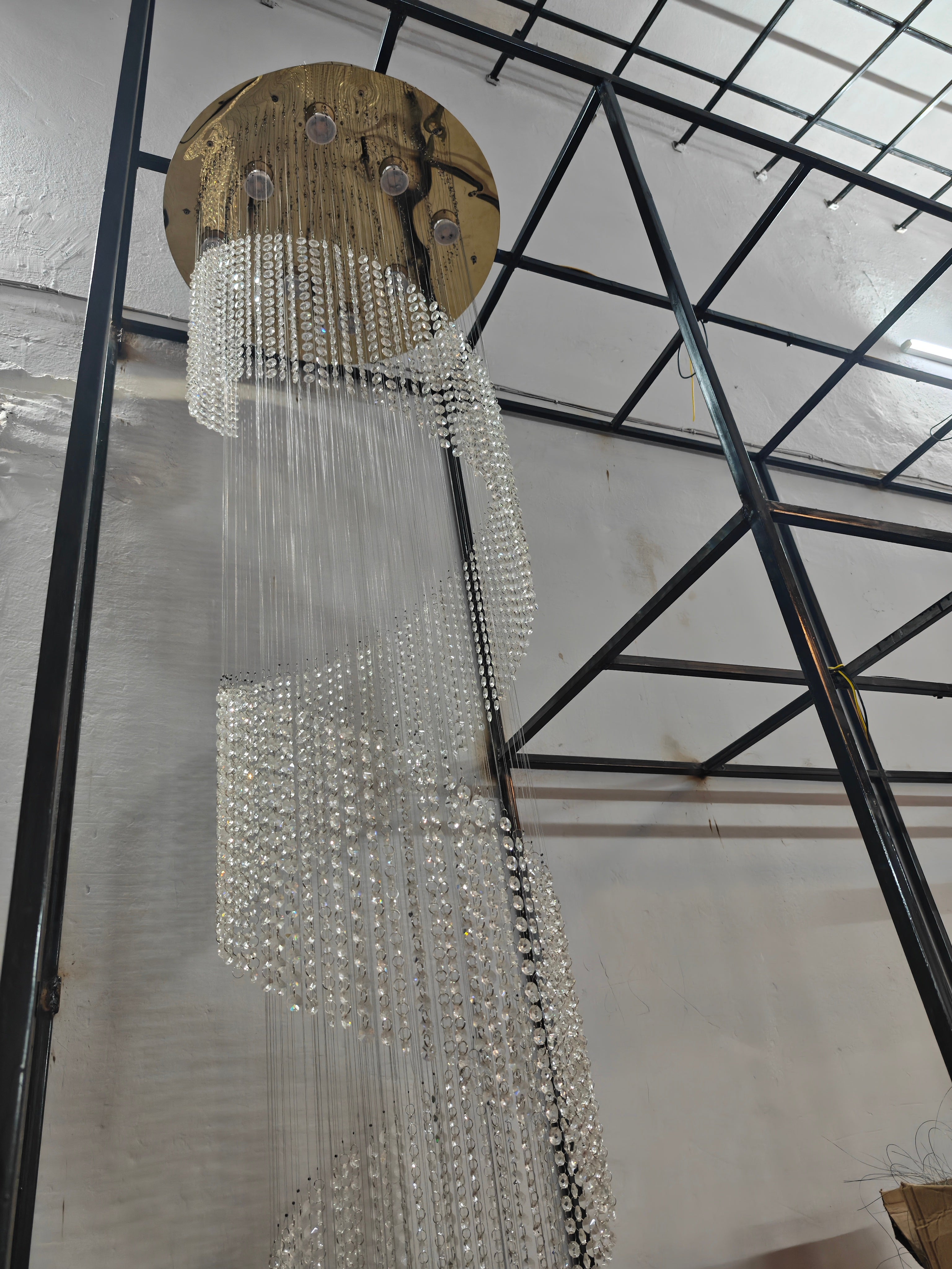 Contemporary Crystal ‘Twist’ Chandeliers