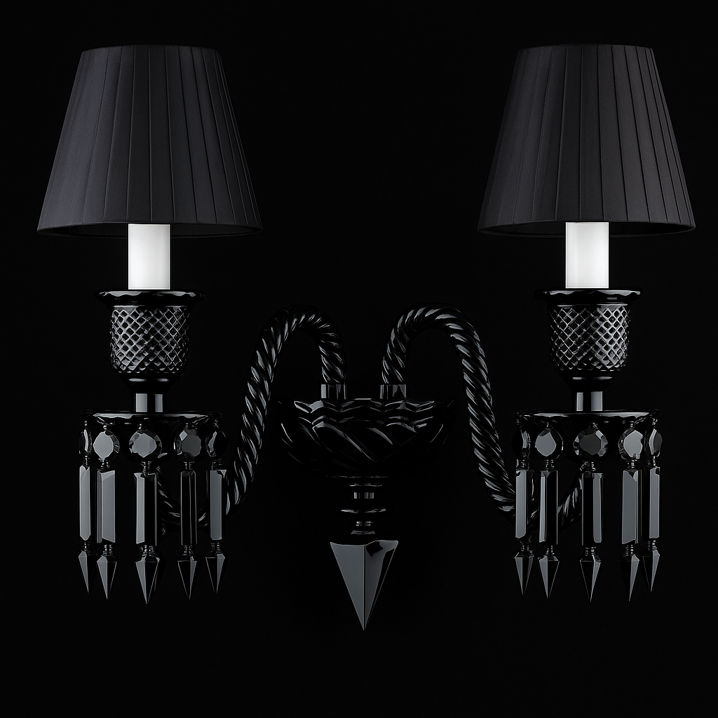 Majesty Midnight Black Crystal Twin Wall Light