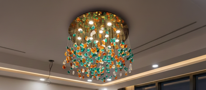 Marvelous Marble Stone Crystal Chandelier