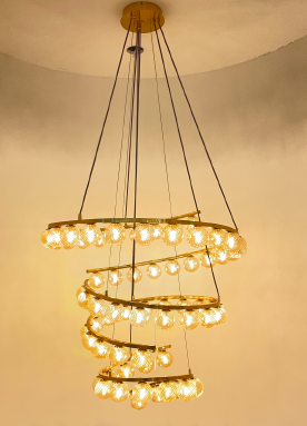 Golden Spiral Crystal Chandelier