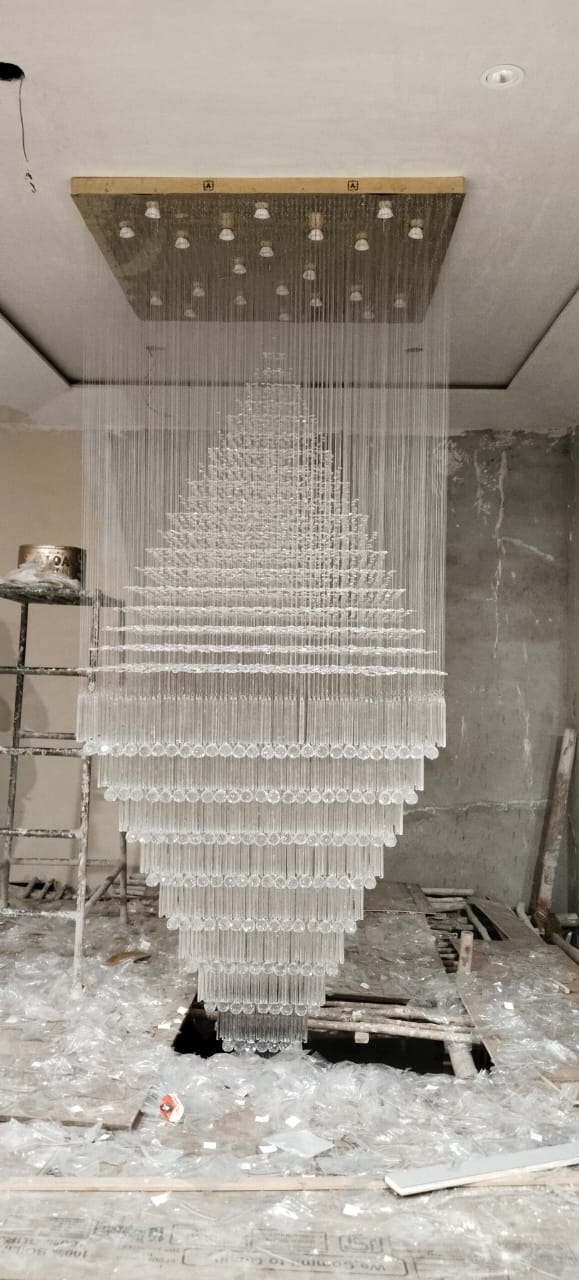 Square waterfall chandelier