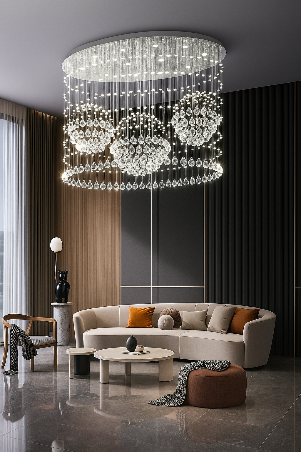 TrioGlow Crystal Chandelier