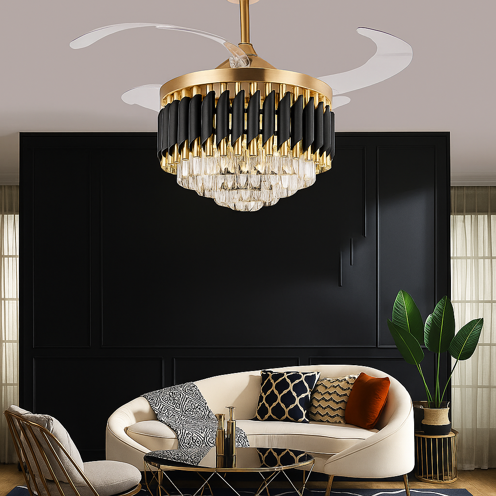 Zingaroo Black Fan Chandelier Ceiling Fan With Remote Control
