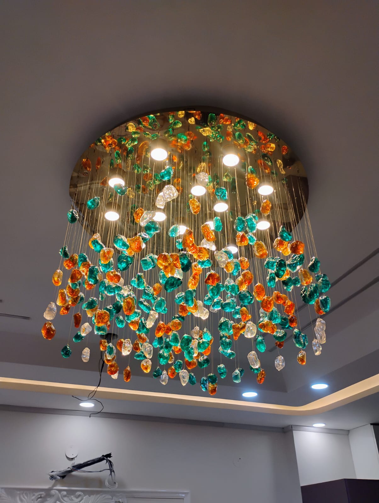 Marvelous Marble Stone Crystal Chandelier