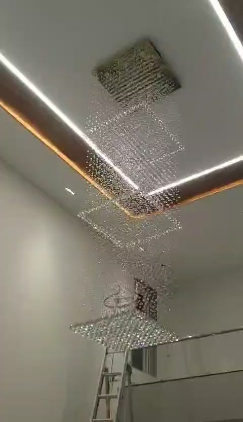 Asian 3 Step Long Height Crystal chandelier