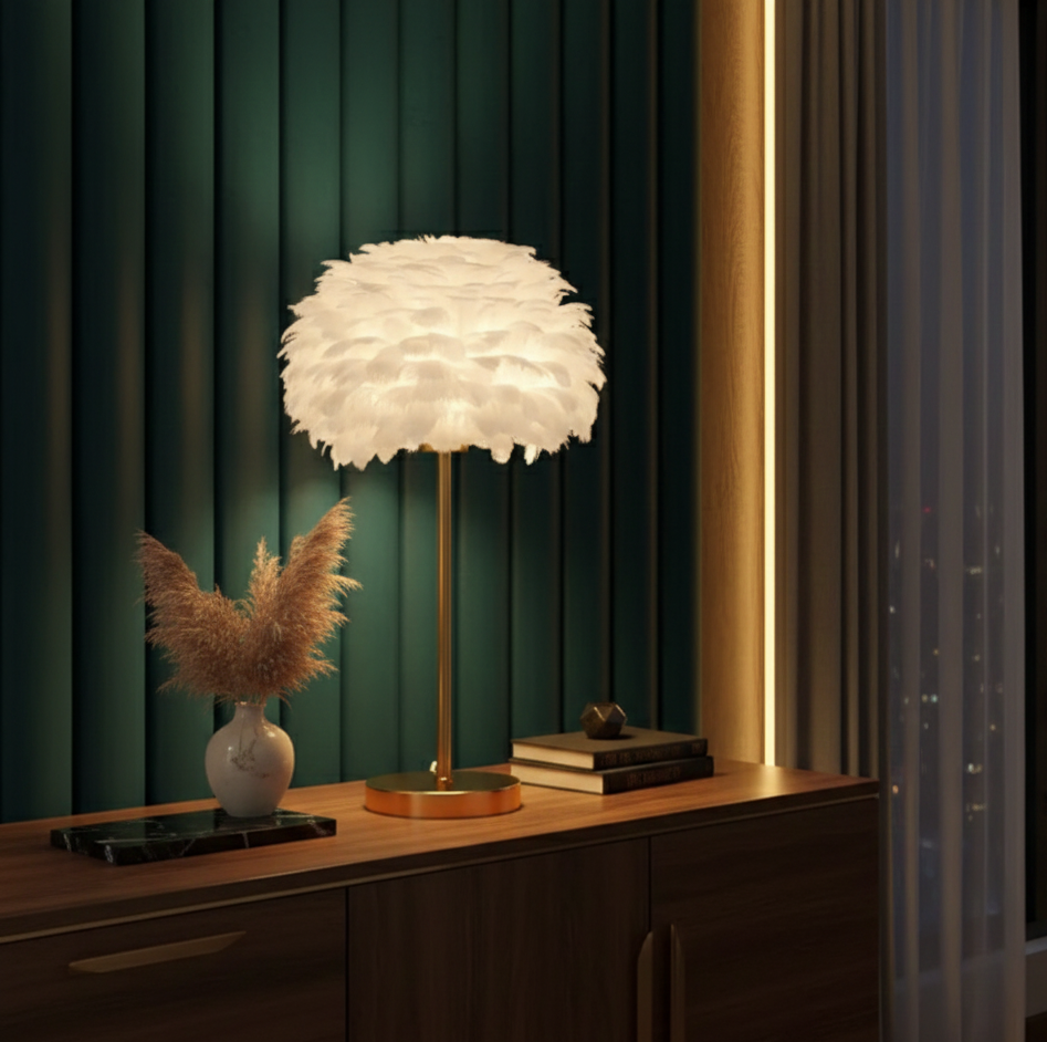 SkyQuill feathered Table Lamp