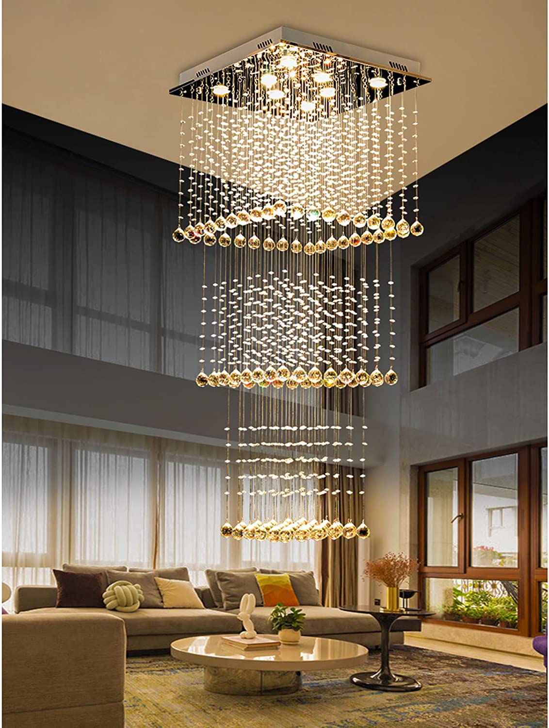 Asian 3 Step Long Height Crystal chandelier
